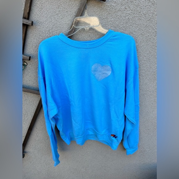 Aviator Nation Glitter Heart Crew Sweatshirt New With Tags! - Picture 1 of 5